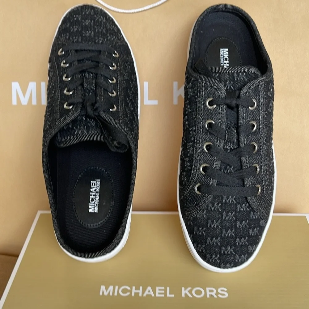 Michael Kors POPPY SLIDE SNEAKER MK DEBOSSED WASHED DENIM 49T4POFP3D Platforms
